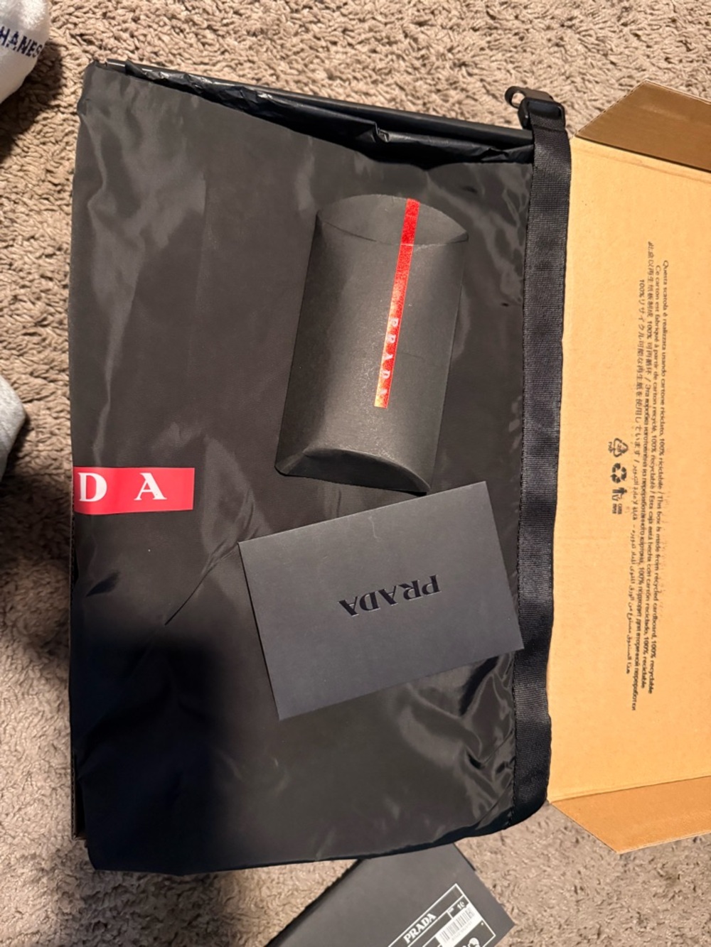 Prada Black Men's Athletic Sneakers with Knit and Patent Trim - Picture 3 of 3